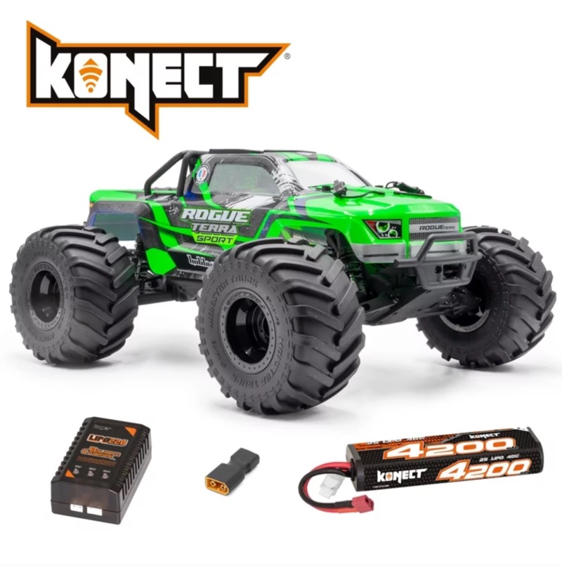 PACK ECO HOBBYTECH ROGUE TERRA VERT 1/10 BRUSHLESS VERT ACCUS ET CHARGEUR 100% RTR