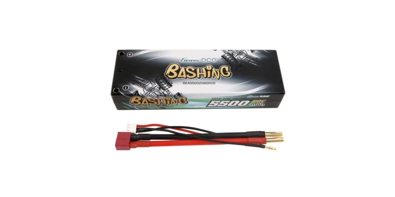 Gensace Bashing LiPo 2S 7.4V-5500-60C (Deans) 138x47x25mm 275g Bullet