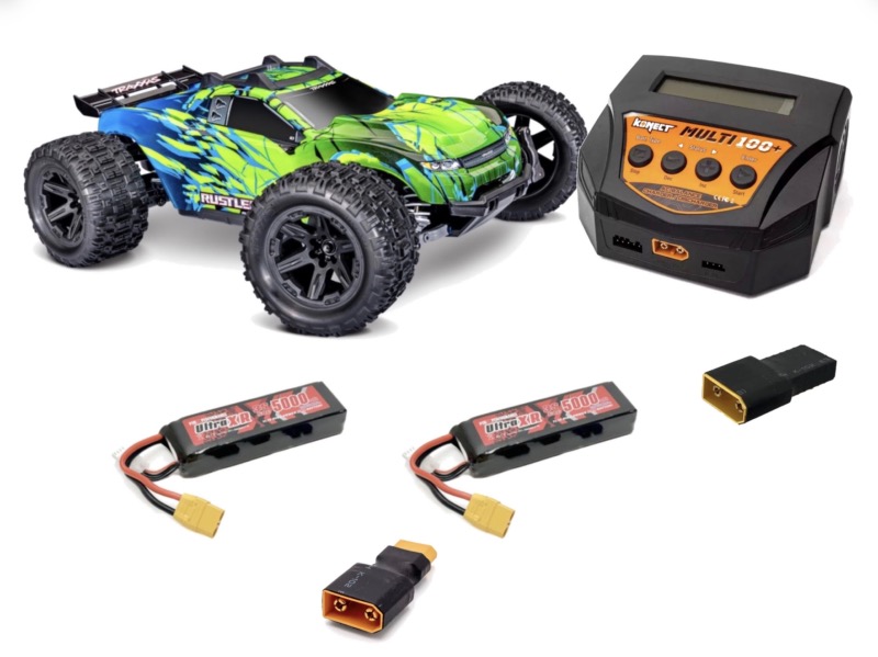Traxxas Rustler 4X4 VX3 HD Vert – 2 batteries 11.1V + Chargeur