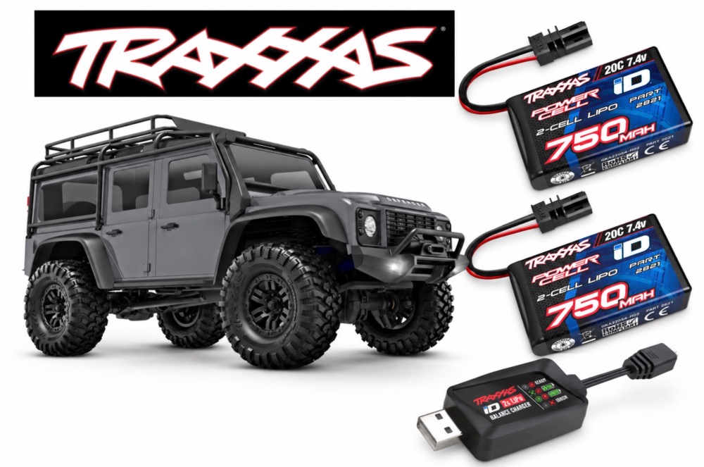 Traxxas TRX-4M Land Rover Defender 1/18 4x4 RTR Gris – PACK 2 LiPo 2S 750 mAh