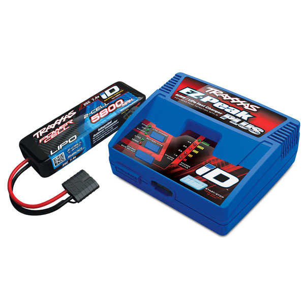 PACK ECO RUSTLER 4X4 BRUSHLESS BL-2S BLEU LIPO 2S 5800 MAH CHARGEUR TRAXXAS SAC OFFERT